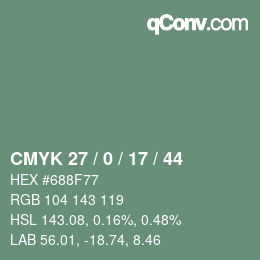 カラーコード: CMYK 27 / 0 / 17 / 44 | qconv.com