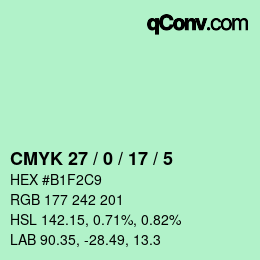 カラーコード: CMYK 27 / 0 / 17 / 5 | qconv.com