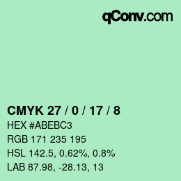 Color code: CMYK 27 / 0 / 17 / 8 | qconv.com