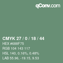 Farbcode: CMYK 27 / 0 / 18 / 44 | qconv.com