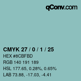 颜色代码: CMYK 27 / 0 / 1 / 25 | qconv.com