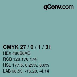 Color code: CMYK 27 / 0 / 1 / 31 | qconv.com