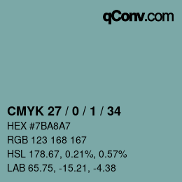 Color code: CMYK 27 / 0 / 1 / 34 | qconv.com