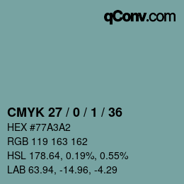 颜色代码: CMYK 27 / 0 / 1 / 36 | qconv.com