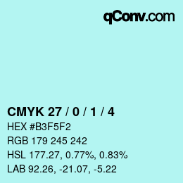 Color code: CMYK 27 / 0 / 1 / 4 | qconv.com