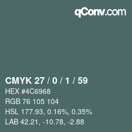 カラーコード: CMYK 27 / 0 / 1 / 59 | qconv.com