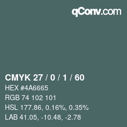 Color code: CMYK 27 / 0 / 1 / 60 | qconv.com