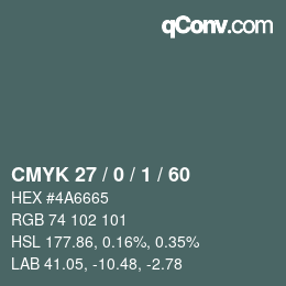 Color code: CMYK 27 / 0 / 1 / 60 | qconv.com