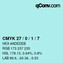 Color code: CMYK 27 / 0 / 1 / 7 | qconv.com