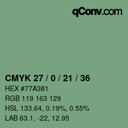 Color code: CMYK 27 / 0 / 21 / 36 | qconv.com