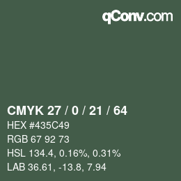 Color code: CMYK 27 / 0 / 21 / 64 | qconv.com