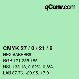 Color code: CMYK 27 / 0 / 21 / 8 | qconv.com