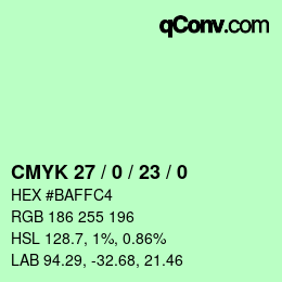 颜色代码: CMYK 27 / 0 / 23 / 0 | qconv.com
