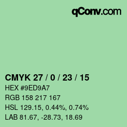 Farbcode: CMYK 27 / 0 / 23 / 15 | qconv.com