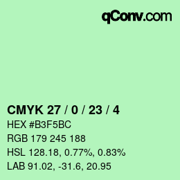 Color code: CMYK 27 / 0 / 23 / 4 | qconv.com