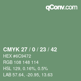 カラーコード: CMYK 27 / 0 / 23 / 42 | qconv.com