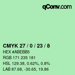 Color code: CMYK 27 / 0 / 23 / 8 | qconv.com