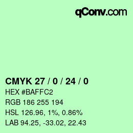 颜色代码: CMYK 27 / 0 / 24 / 0 | qconv.com