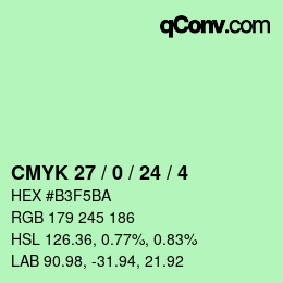 Color code: CMYK 27 / 0 / 24 / 4 | qconv.com
