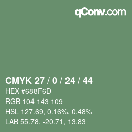 颜色代码: CMYK 27 / 0 / 24 / 44 | qconv.com