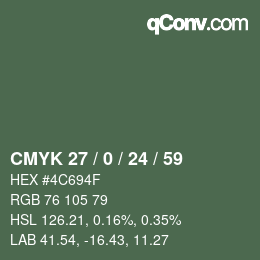 Color code: CMYK 27 / 0 / 24 / 59 | qconv.com