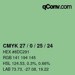 カラーコード: CMYK 27 / 0 / 25 / 24 | qconv.com