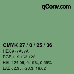 颜色代码: CMYK 27 / 0 / 25 / 36 | qconv.com