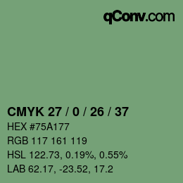 カラーコード: CMYK 27 / 0 / 26 / 37 | qconv.com