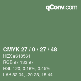 Color code: CMYK 27 / 0 / 27 / 48 | qconv.com