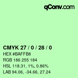 颜色代码: CMYK 27 / 0 / 28 / 0 | qconv.com