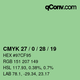 Farbcode: CMYK 27 / 0 / 28 / 19 | qconv.com