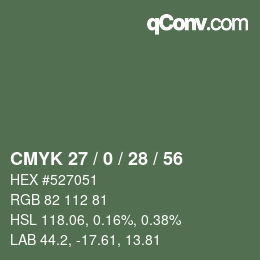 Color code: CMYK 27 / 0 / 28 / 56 | qconv.com