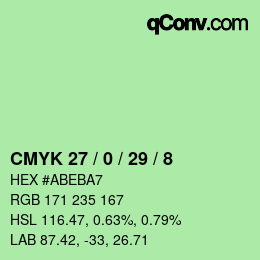 Color code: CMYK 27 / 0 / 29 / 8 | qconv.com