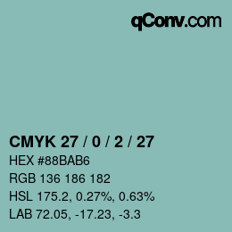 颜色代码: CMYK 27 / 0 / 2 / 27 | qconv.com