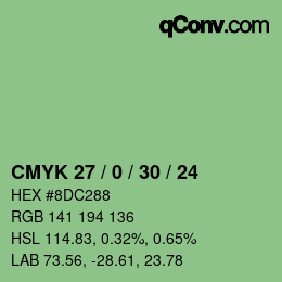 カラーコード: CMYK 27 / 0 / 30 / 24 | qconv.com