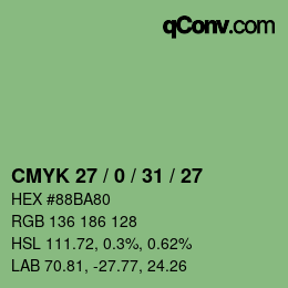 Color code: CMYK 27 / 0 / 31 / 27 | qconv.com