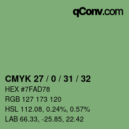 カラーコード: CMYK 27 / 0 / 31 / 32 | qconv.com