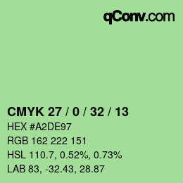 颜色代码: CMYK 27 / 0 / 32 / 13 | qconv.com