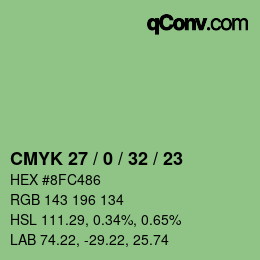 Color code: CMYK 27 / 0 / 32 / 23 | qconv.com