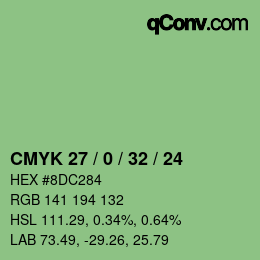 カラーコード: CMYK 27 / 0 / 32 / 24 | qconv.com