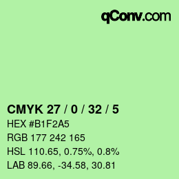Color code: CMYK 27 / 0 / 32 / 5 | qconv.com