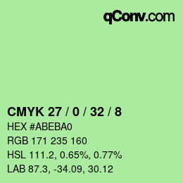 カラーコード: CMYK 27 / 0 / 32 / 8 | qconv.com