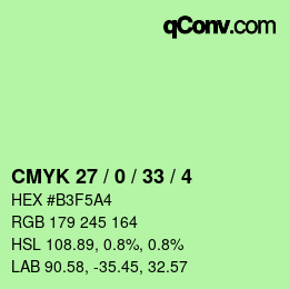 颜色代码: CMYK 27 / 0 / 33 / 4 | qconv.com