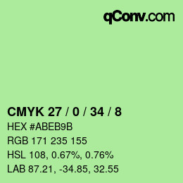 Color code: CMYK 27 / 0 / 34 / 8 | qconv.com