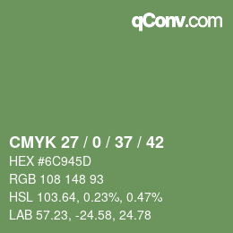 Color code: CMYK 27 / 0 / 37 / 42 | qconv.com