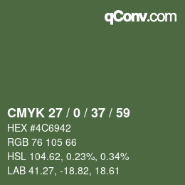 Color code: CMYK 27 / 0 / 37 / 59 | qconv.com