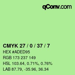 Color code: CMYK 27 / 0 / 37 / 7 | qconv.com