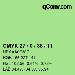 Color code: CMYK 27 / 0 / 38 / 11 | qconv.com