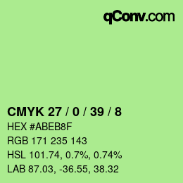 Color code: CMYK 27 / 0 / 39 / 8 | qconv.com