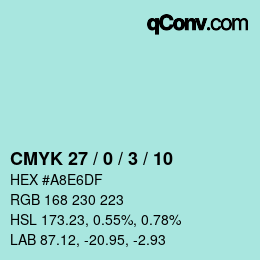 カラーコード: CMYK 27 / 0 / 3 / 10 | qconv.com